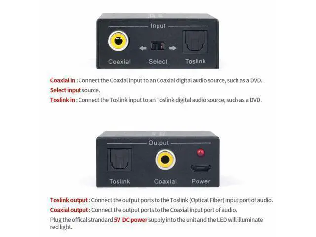 Alt view image 2 of 3 - 2 Way Optical SPDIF Toslink to Coaxial or Coaxial to Optical SPDIF Toslink Bi-Directional Switch Digital Audio Converter