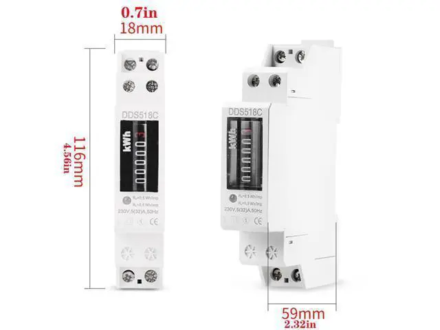 Alt view image 3 of 6 - Household Rail Single Phase Digital Display Electricity Power Consumption Wattmeter Energy Meter Watt KWh 5-32A 220V AC 50Hz