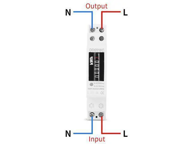 Alt view image 5 of 6 - Household Rail Single Phase Digital Display Electricity Power Consumption Wattmeter Energy Meter Watt KWh 5-32A 220V AC 50Hz