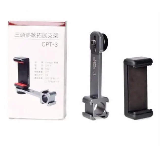 Main image of Universal 3 Head Cold Shoe with Phone Clip Mount Stabilizer Connected To Microphone Hot Shoe Extension Bracket for Live Selfie