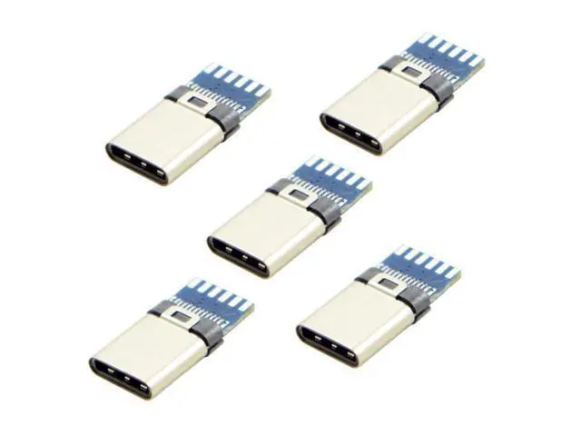 Alt view image 3 of 5 - 5set DIY 24pin USB 3.1 Type C USB-C Male Plug Connector SMT type with 3.5mm SR and Housing Cover