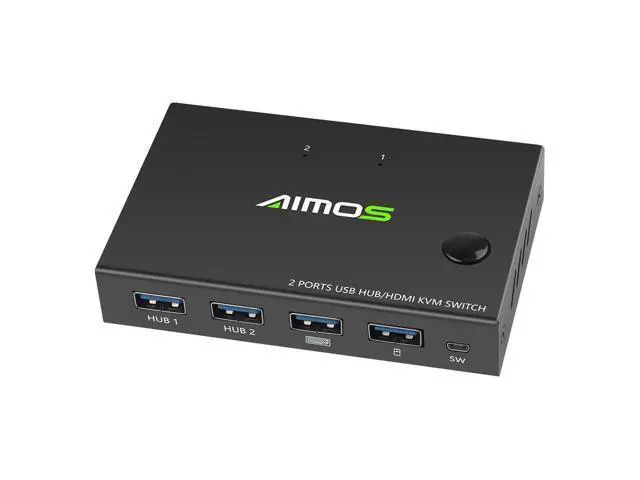 Alt view image 4 of 7 - AIMOS AM-KVM201CC 2-Port HDMI KVM Switch Support 4K*2K@30Hz HDMI KVM Switcher Keyboard Mouse USB