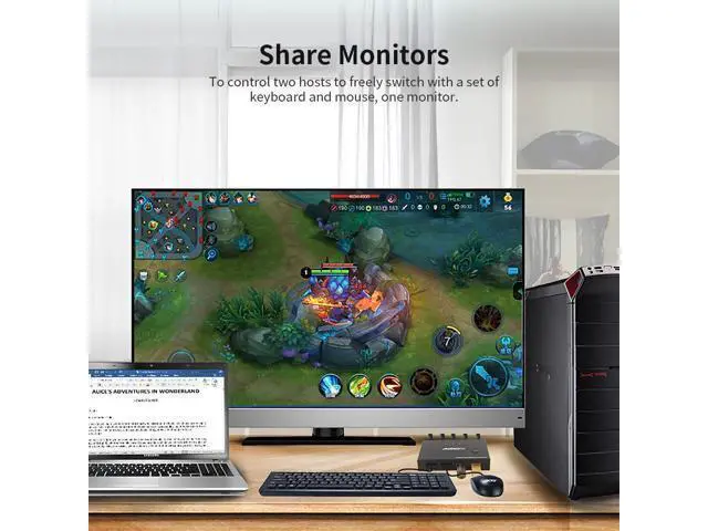 Alt view image 7 of 7 - AIMOS AM-KVM201CC 2-Port HDMI KVM Switch Support 4K*2K@30Hz HDMI KVM Switcher Keyboard Mouse USB