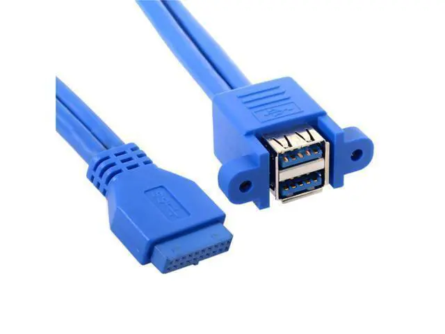 Alt view image 4 of 4 - Adaptateur de câble avec vis, 0.5M, USB 3.0, 20 broches vers Double USB 3.0 femelle, Double USB 3.0, 2 ports vers 19 broches, pour carte mère