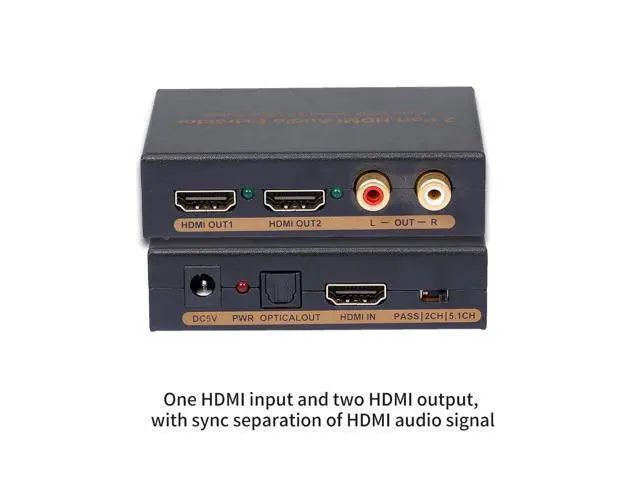 Alt view image 6 of 7 - NK-912 2 Port HDMI Splitter Video Switcher Audio Extractor Audio EDID Setting 2 HDMI Output