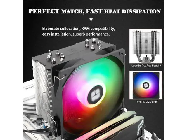 Alt view image 4 of 7 - Burst Assassin 120 SE ARGB CPU Cooler, 6 Heat Pipes Heatsink Cooler, 12cm PWM Fan CPU Air Cooler, AGHP Technology, for Intel LGA1851/1700/115X/1200