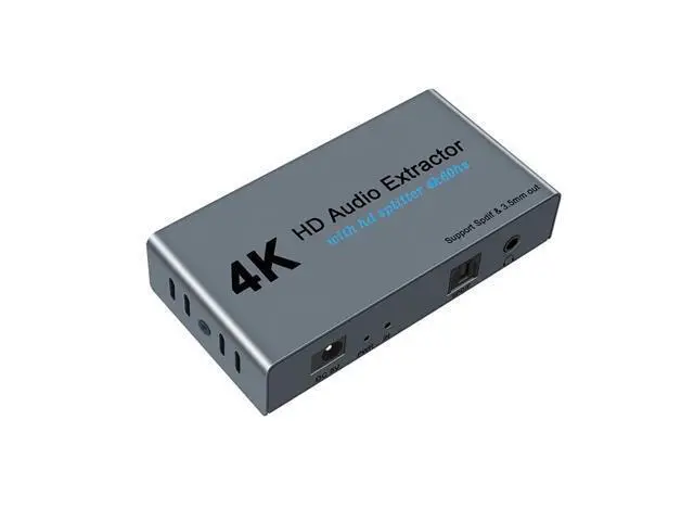 Alt view image 5 of 7 - E12 4K 60HZ HD Video Extractor with Optical Toslink Splitter Spdif&3.5mm AUX Stereo Video Converter HD 1.4 Splitter 1 IN 2 OUT Audio Adapter