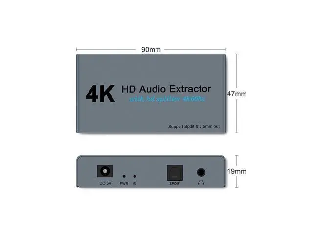 Alt view image 4 of 7 - E12 4K 60HZ HD Video Extractor with Optical Toslink Splitter Spdif&3.5mm AUX Stereo Video Converter HD 1.4 Splitter 1 IN 2 OUT Audio Adapter
