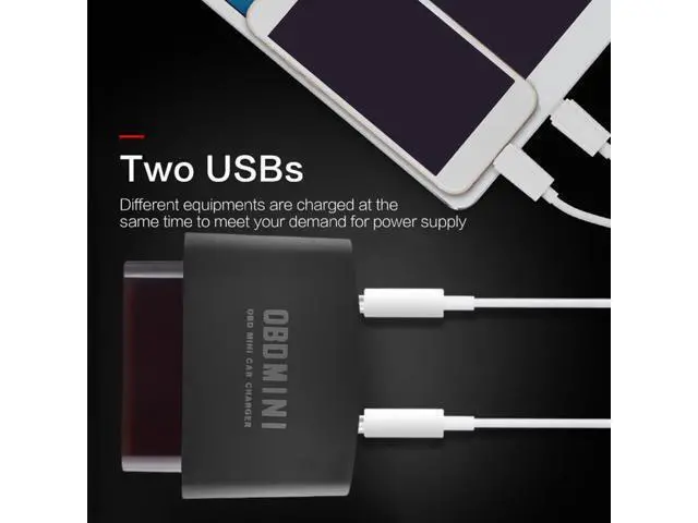 Alt view image 2 of 7 - Car USB Charger 12/24V Car Durable OBD Mini Dual USB Charger Socket with Voltage Display