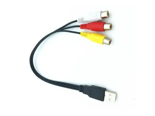 Alt view image 2 of 4 - Adaptateur USB mâle vers RCA femelle de 0.25M, câble convertisseur Audio et vidéo AV A/V, câble USB vers RCA pour HDTV