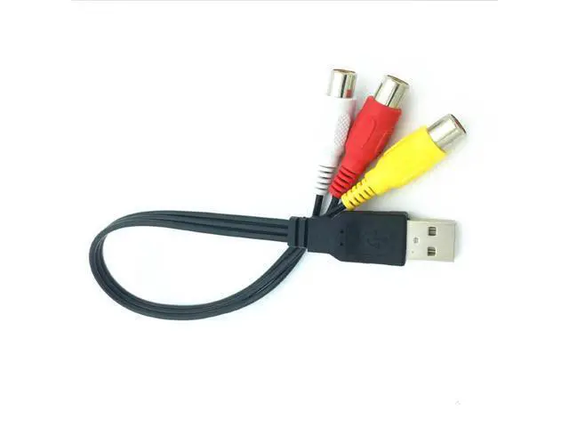 Alt view image 3 of 4 - Adaptateur USB mâle vers RCA femelle de 0.25M, câble convertisseur Audio et vidéo AV A/V, câble USB vers RCA pour HDTV