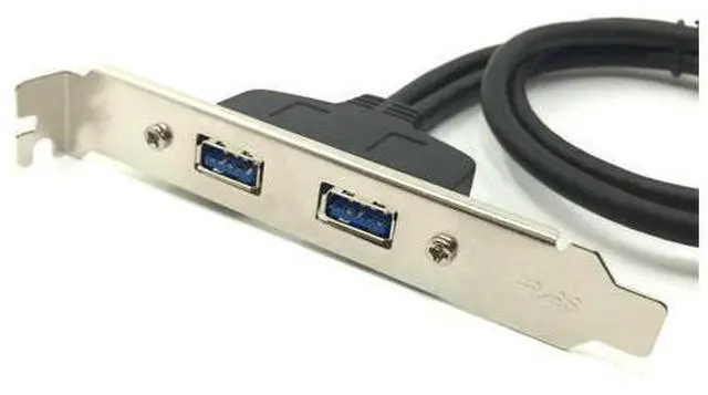 Alt view image 2 of 4 - Connecteur de câble, adaptateur carte mère vers 2 ports USB 3.0, avec support de plaque, fente PCI, 50 cm, panneau arrière, prise femelle