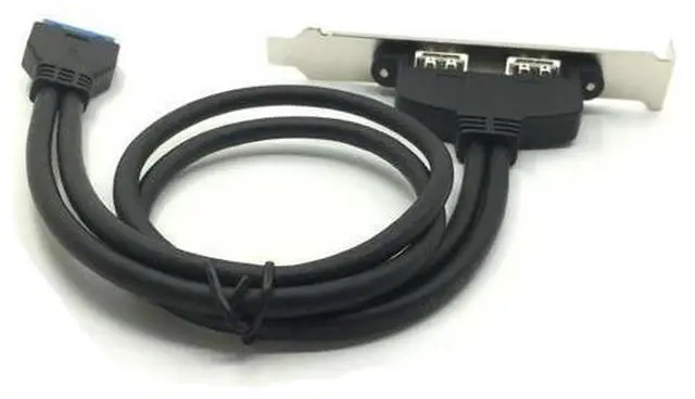 Alt view image 4 of 4 - Connecteur de câble, adaptateur carte mère vers 2 ports USB 3.0, avec support de plaque, fente PCI, 50 cm, panneau arrière, prise femelle