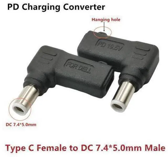 Main image of Adaptateur de charge USB type-c femelle vers cc mâle, 65W, 7.4x5.0mm, pour Dell Latitude E6420 E6430 E6430s E6430U E6440 E6500