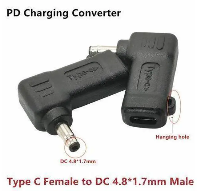 Main image of Adaptateur de charge USB femelle 65W PD vers DC 4.8mm x 1.7mm, alimentation mâle pour pavillon DV2000 DV4000 DV5000 DV6000(4817a)