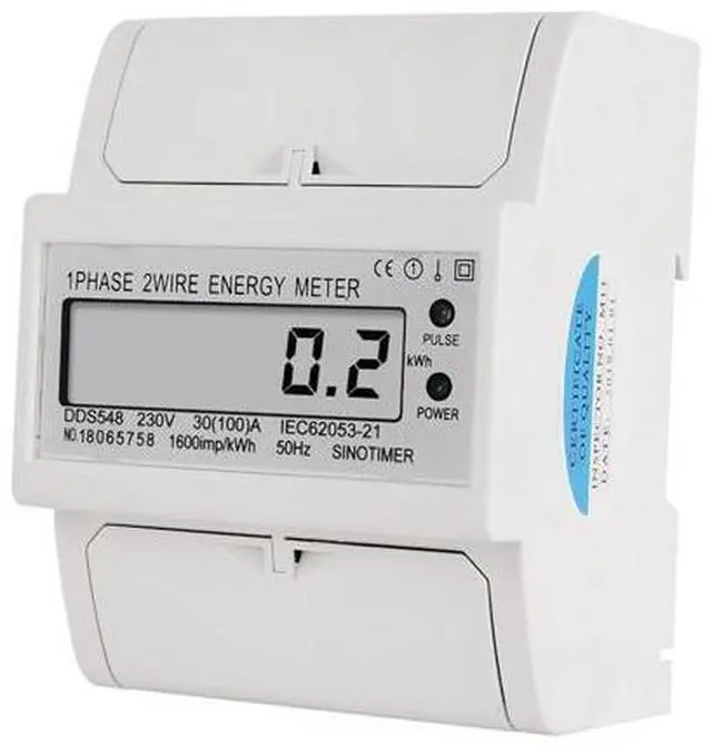 Main image of Overload 30-100A 230V AC Single Phase 2 Wire Digital Wattmeter Electricity Cost Measuring Meter DIN Rail Mount