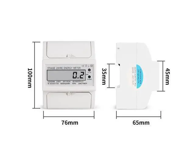 Alt view image 4 of 6 - Overload 30-100A 230V AC Single Phase 2 Wire Digital Wattmeter Electricity Cost Measuring Meter DIN Rail Mount