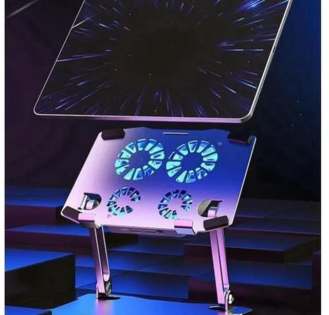 Alt view image 4 of 6 - Adjustable Tablet Stand Gaming Tablet Cooler for Tablet PC Support Tablet Stand Cooling Fan Pad Tablet Holder Base