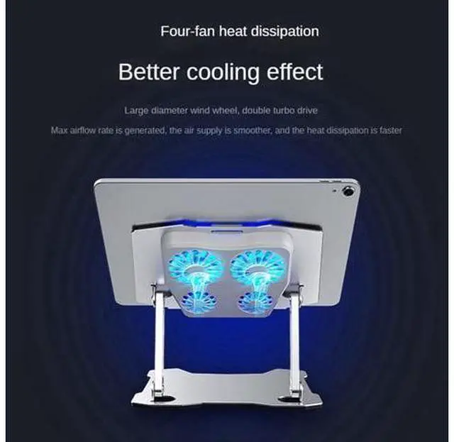 Alt view image 6 of 6 - Adjustable Tablet Stand Gaming Tablet Cooler for Tablet PC Support Tablet Stand Cooling Fan Pad Tablet Holder Base