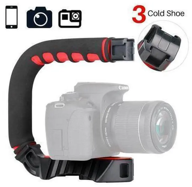 Main image of Handheld C-Shape Stabilizer with 3 Cold Shoe Mount for Camera Microphone Video Light Gopro and Other Accessories