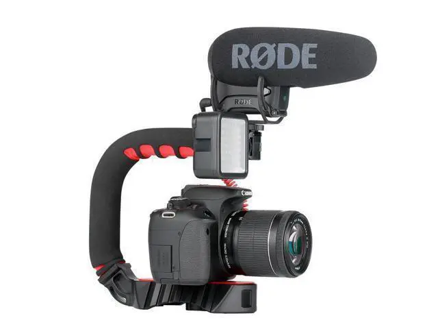 Alt view image 2 of 4 - Handheld C-Shape Stabilizer with 3 Cold Shoe Mount for Camera Microphone Video Light Gopro and Other Accessories