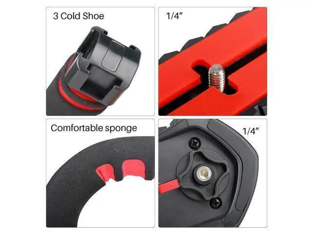 Alt view image 4 of 4 - Handheld C-Shape Stabilizer with 3 Cold Shoe Mount for Camera Microphone Video Light Gopro and Other Accessories