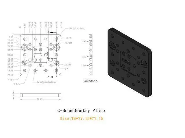 Alt view image 2 of 3 - funssor 1pc Openbuilds C-Beam CNC Machine Parts Aluminium Alloy C-beam Gantry Plate