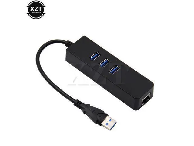 Alt view image 2 of 6 - 1PCS 3 Port USB 3.0 Hub 10/100/1000 Mbps RJ45 Gigabit Ethernet LAN Wired Network High speed