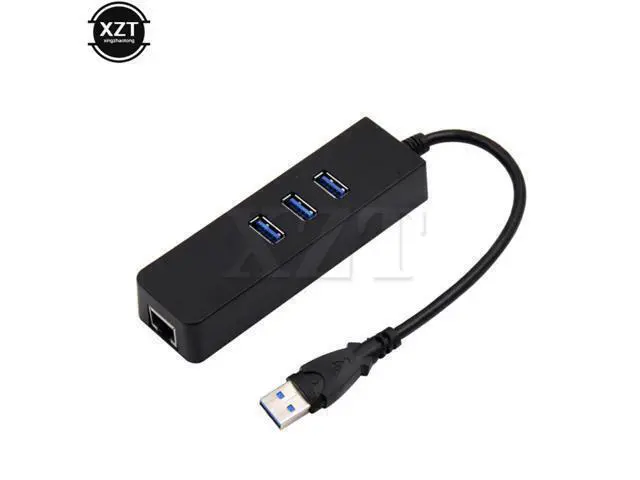 Alt view image 3 of 6 - 1PCS 3 Port USB 3.0 Hub 10/100/1000 Mbps RJ45 Gigabit Ethernet LAN Wired Network High speed