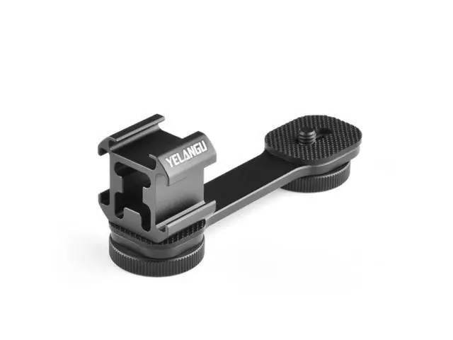 Alt view image 2 of 4 - YELANGU Triple-Head Clod Shoe Bracket Aluminum Alloy Three-Head Cold Shoe Mount for Microphone Video Light Tripod Stand