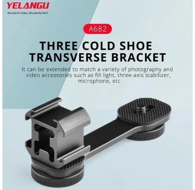 Main image of YELANGU Triple-Head Clod Shoe Bracket Aluminum Alloy Three-Head Cold Shoe Mount for Microphone Video Light Tripod Stand