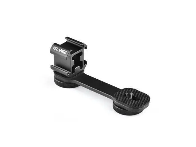 Alt view image 3 of 4 - YELANGU Triple-Head Clod Shoe Bracket Aluminum Alloy Three-Head Cold Shoe Mount for Microphone Video Light Tripod Stand