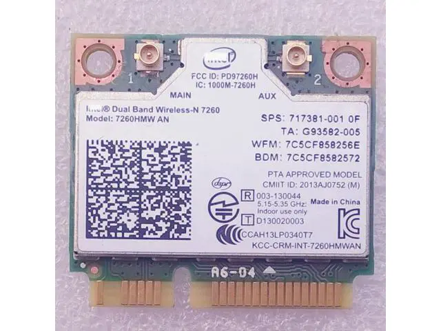 Alt view image 3 of 3 - Int Dual Band (2.4G&5G) Wireless-N 7260 802.11abgn+BT4.0 Combo WiFi Card 7260HMWAN