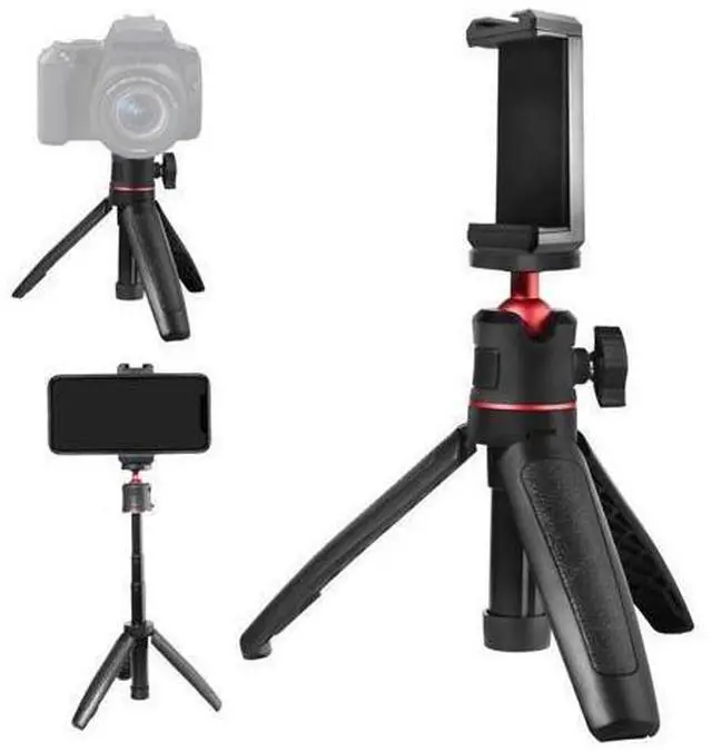 Main image of Mt-08 2 In 1 Mini Tripod Stand with Cold Shoe Mount + Phone Holder Extendable Selfie Stick for Smartphone/Camera/Video Light