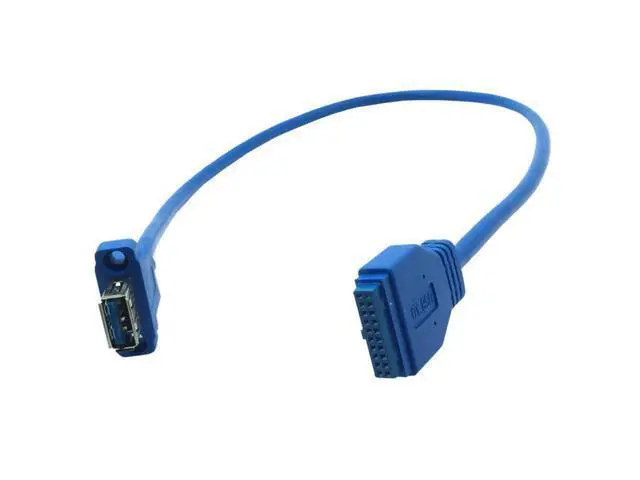 Alt view image 2 of 4 - Câble USB carte mère 20 broches vers USB 3.0 femelle, câble de données avec montage sur panneau à vis et blindage tressé 50cm