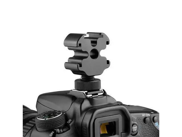 Alt view image 2 of 4 - Triple Cold Shoe Mount Extension Bracket 3 Cold Shoe Stand Mount Extension Bracket for Tripod/camera/video Light/microphone