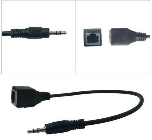 Main image of Câble Audio mâle vers prise Rj45, adaptateur Ethernet, câble court de 25cm, 3.5Mm, 1/8"