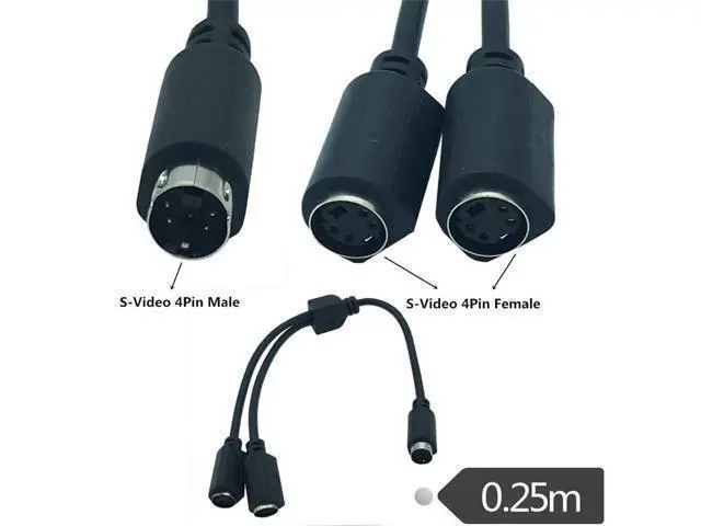 Alt view image 2 of 4 - Adaptateur de câble en Y de 0.25M, séparateur s-vidéo 1 mâle à 2 câbles femelles