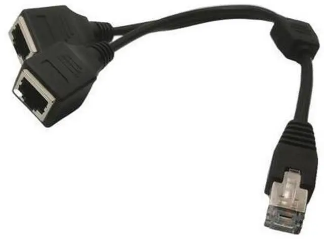 Main image of Câble de réseau Ethernet LAN avec 1 prise mâle vers 2 femelles, adaptateur Y facile et stable, RJ45, transmission en Cat5e, Cat5, Cat6