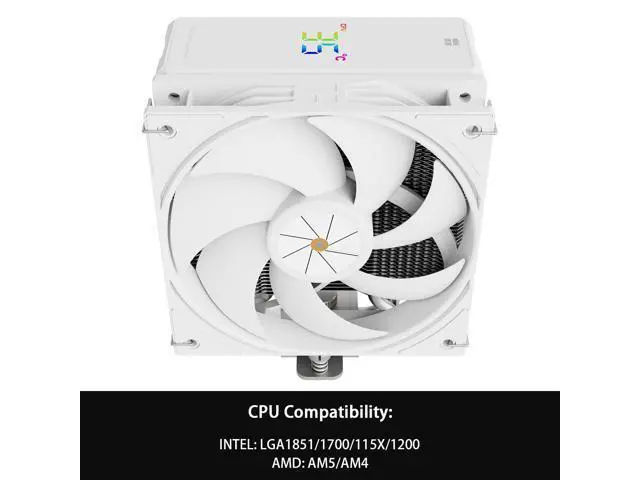 Alt view image 3 of 7 - Assassin X 120R Digital White CPU Air Cooler, 2000RPM Speed,4 Heatpipes, 12cm Quiet PWM Fan CPU Cooler, Digital Screen Top Cover,for AM4/AM5,Intel LGA1700/1851/1150/1151/1200, PC Cooling
