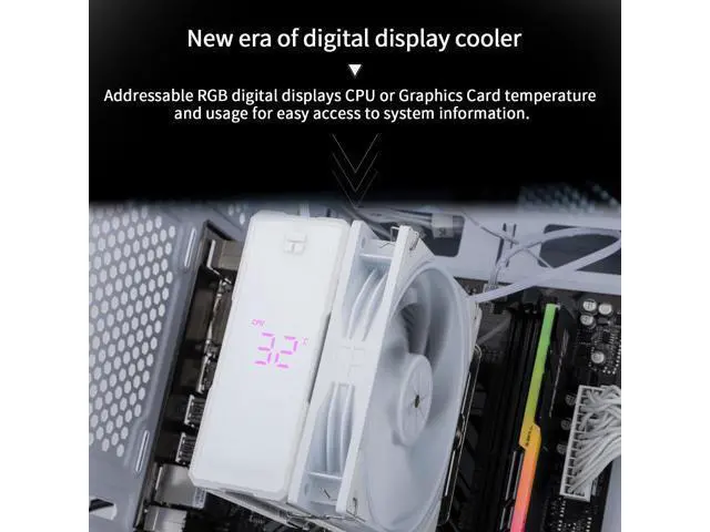 Alt view image 5 of 7 - Assassin X 120R Digital White CPU Air Cooler, 2000RPM Speed,4 Heatpipes, 12cm Quiet PWM Fan CPU Cooler, Digital Screen Top Cover,for AM4/AM5,Intel LGA1700/1851/1150/1151/1200, PC Cooling
