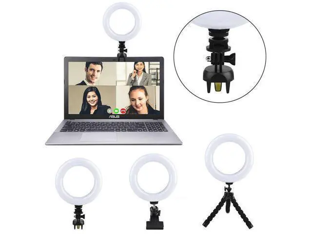 Alt view image 2 of 4 - 5in1 LED Ring Light Kit + Tripod Stand + Clip + Phone Clip for Laptop