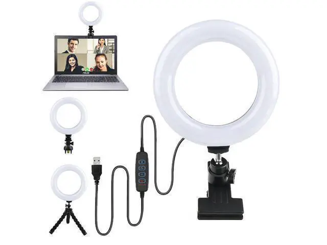Alt view image 3 of 4 - 5in1 LED Ring Light Kit + Tripod Stand + Clip + Phone Clip for Laptop