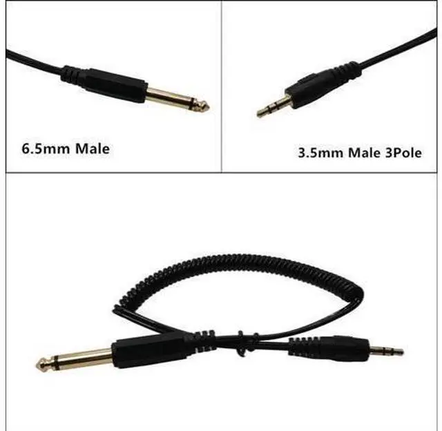 Main image of Adaptateur Audio stéréo plaqué or, 1 pièce, Jack mâle 6.35mm 1/4 "à prise mâle 3.5mm, 3 pôles, convertisseur, câble extensible