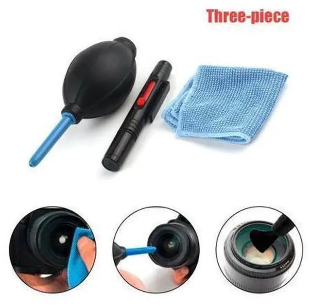 Main image of 3 In1 Camera Lens Cleaner Equipment Kit Rubber Dust Blower Pen Brush Fabric Wiper Cleaning Suit with Air Blower and Brush