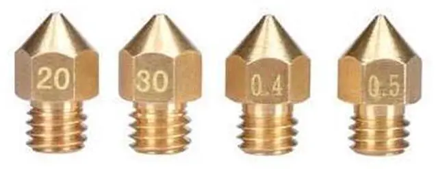 Alt view image 2 of 3 - 10pcs MK8 Nozzle Mix Sizes Extrusion Head Hotend M6 Nozzle 0.3mm/0.4mm/0.5mm For MK8 3D Printer 1.75MM Filament J-head Hotend
