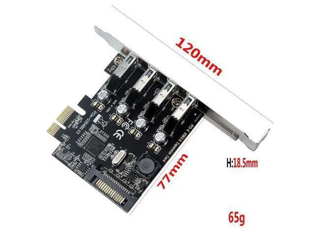Alt view image 2 of 7 - Four Ports USB 3.0 Super Fast 5Gbps PCI-E Expansion Card PCI Express Adapter Converter Card Power Supply Module For Desktop PC with 2U Low-profile Bracket