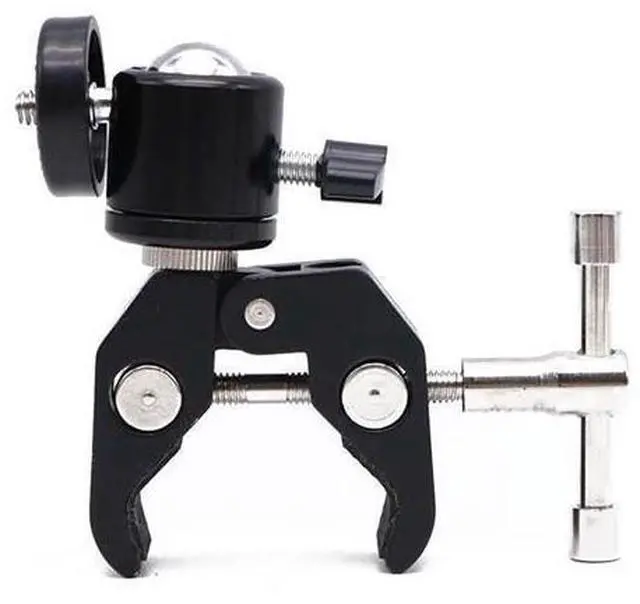 Main image of Universal Super Clip Clamp Mount with 1/4" Screw Ball Head Mount for Cameras Lights Umbrellas Hooks Shelves Plate Glass
