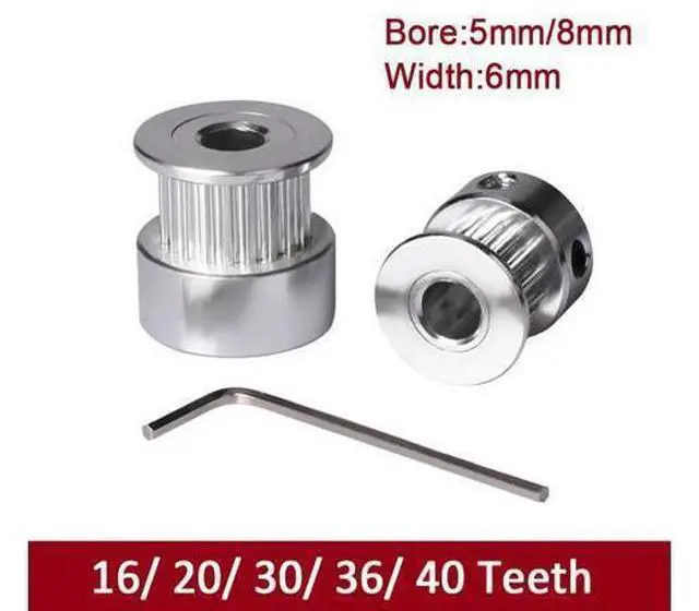 Main image of 3D Printer Parts GT2 Timing Pulley 20 teeth Bore 5mm Alumium fit for GT2 Timing belt Width 6mm RepRap 3D Printer
