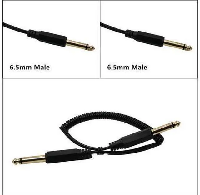 Main image of Câble Audio Mono mâle/mâle rétractable de 6.35mm, câble spiralé pour guitare et basse